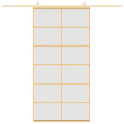 Porta Scorrevole Oro 102,5x205 Vetro Smerigliato ESG Alluminio
