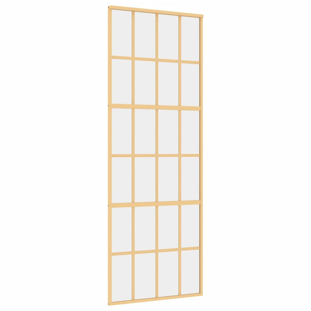 Porta Scorrevole Dorata 76x205 Vetro Trasparente ESG Alluminio