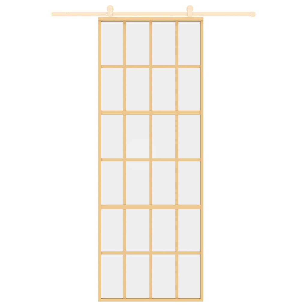 Porta Scorrevole Dorata 76x205 Vetro Trasparente ESG Alluminio