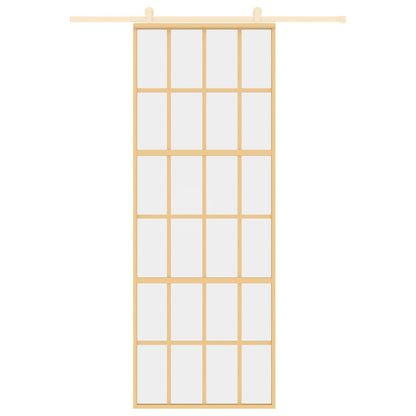 Porta Scorrevole Dorata 76x205 Vetro Trasparente ESG Alluminio