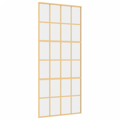 Porta Scorrevole Dorata 90x205 Vetro Trasparente ESG Alluminio