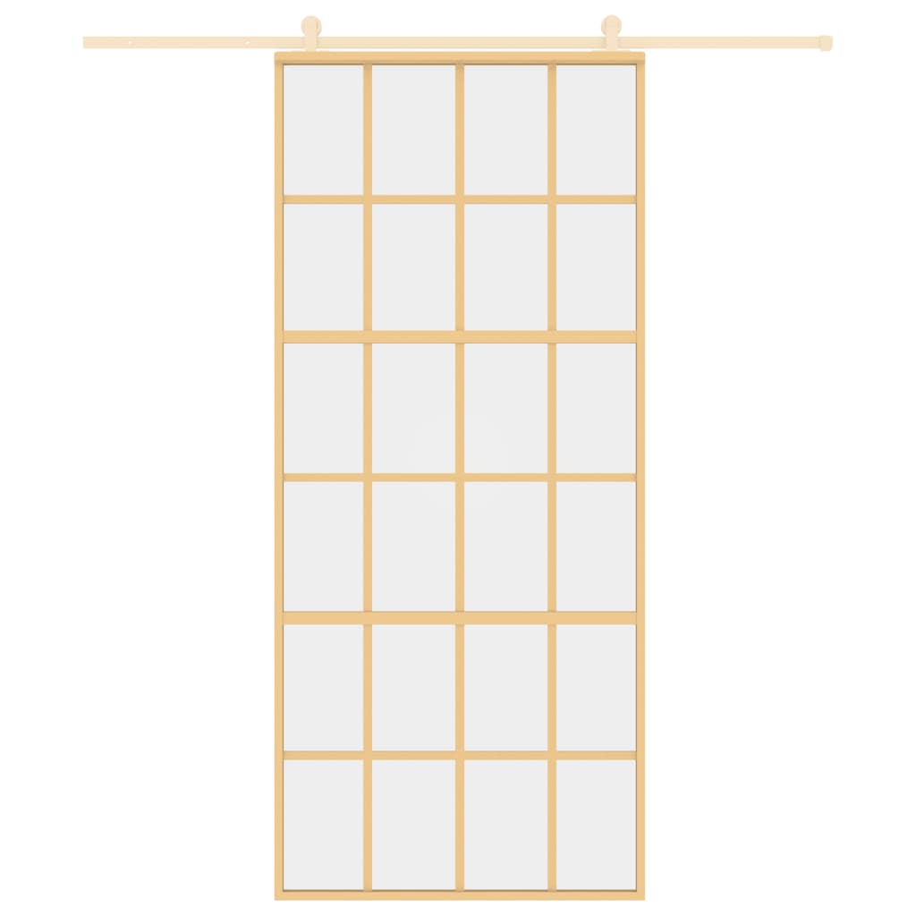 Porta Scorrevole Dorata 90x205 Vetro Trasparente ESG Alluminio