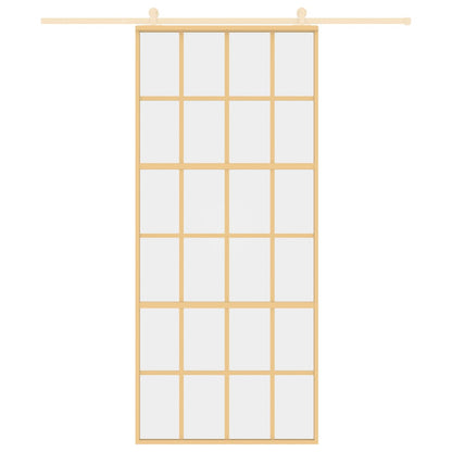 Porta Scorrevole Dorata 90x205 Vetro Trasparente ESG Alluminio