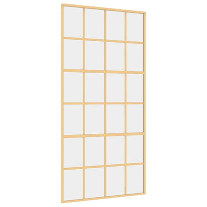 Porta Scorrevole Oro 102,5x205 Vetro Trasparente ESG Alluminio