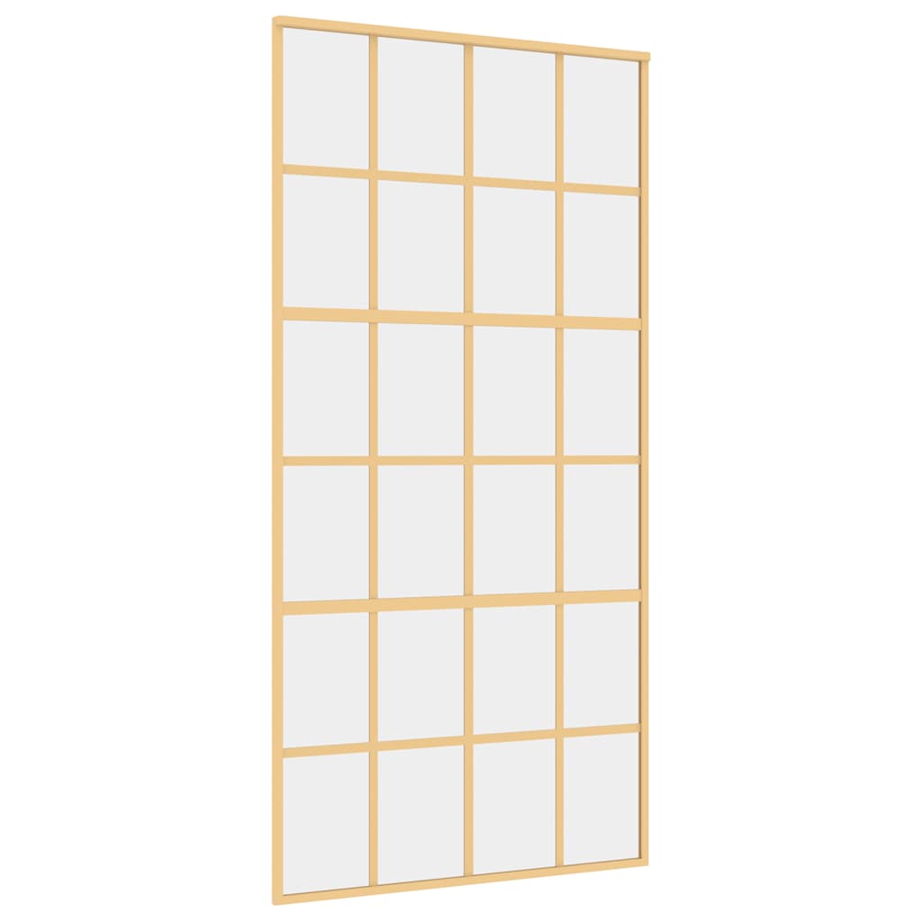 Porta Scorrevole Oro 102,5x205 Vetro Trasparente ESG Alluminio