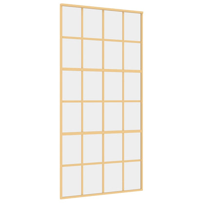 Porta Scorrevole Oro 102,5x205 Vetro Trasparente ESG Alluminio