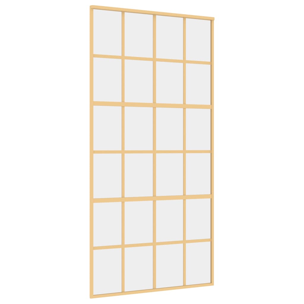 Porta Scorrevole Oro 102,5x205 Vetro Trasparente ESG Alluminio