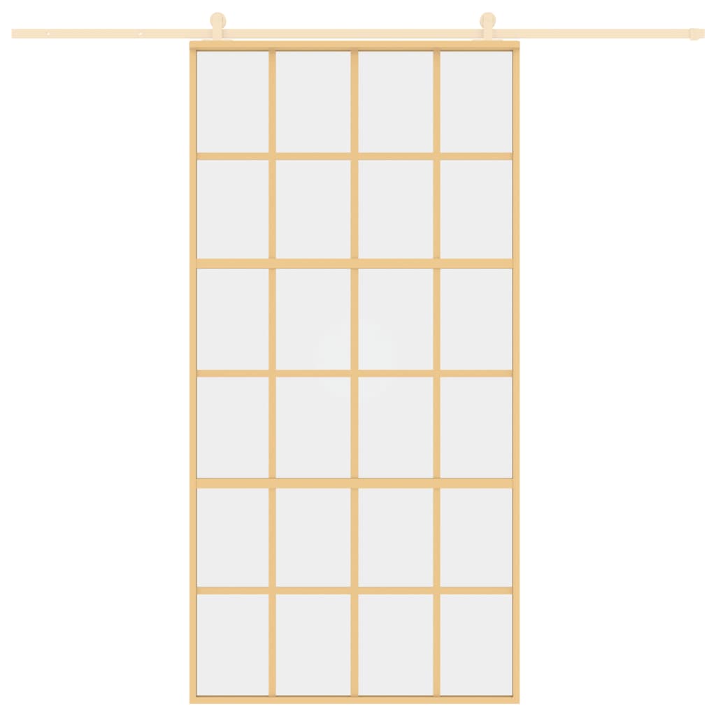 Porta Scorrevole Oro 102,5x205 Vetro Trasparente ESG Alluminio