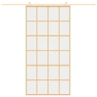 Porta Scorrevole Oro 102,5x205 Vetro Trasparente ESG Alluminio