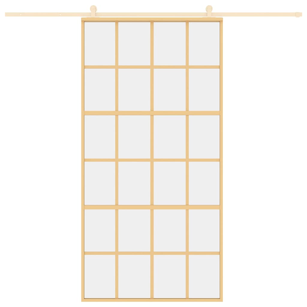 Porta Scorrevole Oro 102,5x205 Vetro Trasparente ESG Alluminio