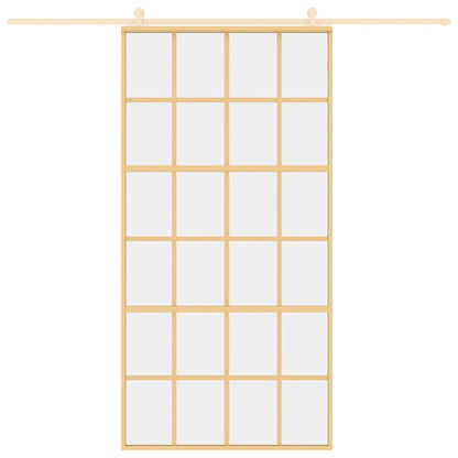 Porta Scorrevole Oro 102,5x205 Vetro Trasparente ESG Alluminio