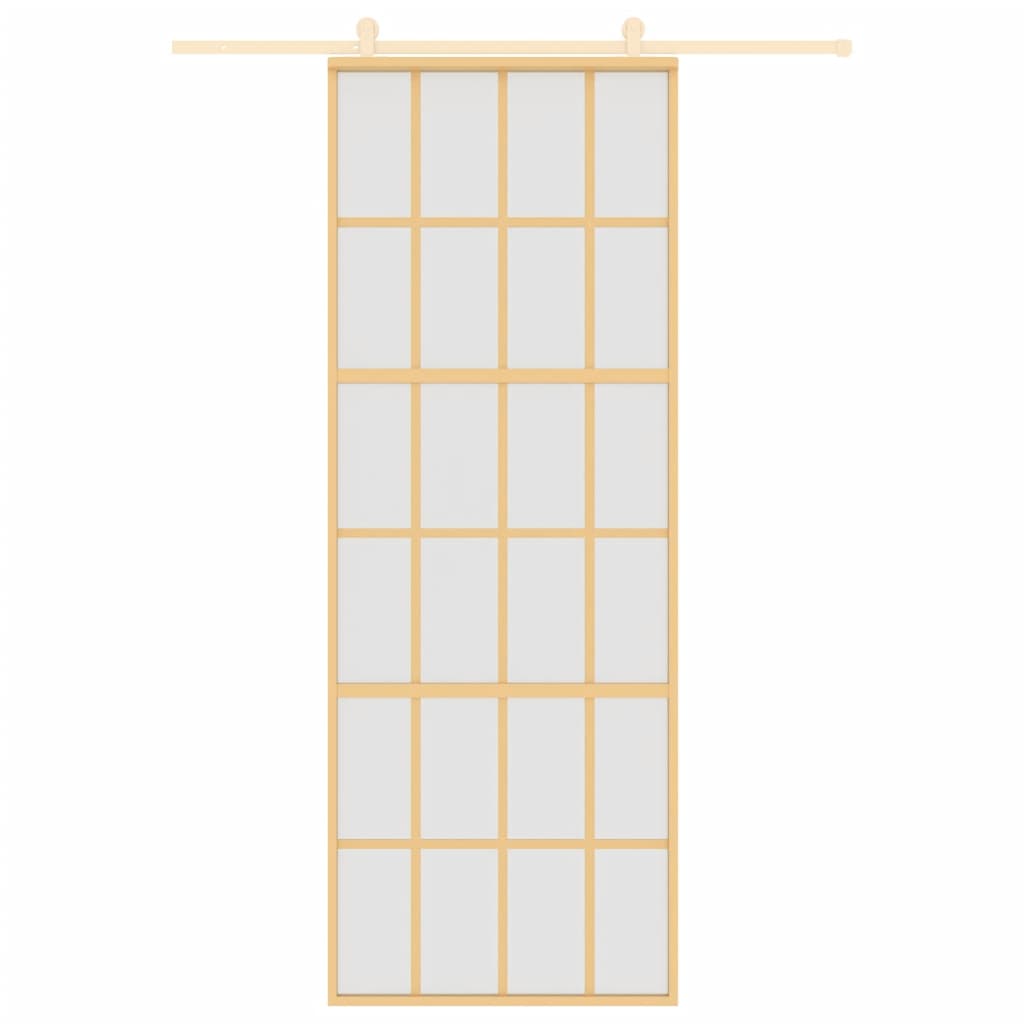 Porta Scorrevole Dorata 76x205 Vetro Smerigliato ESG Alluminio
