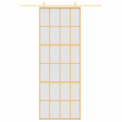 Porta Scorrevole Dorata 76x205 Vetro Smerigliato ESG Alluminio