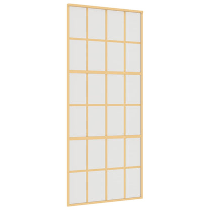 Porta Scorrevole Dorata 90x205 Vetro Smerigliato ESG Alluminio