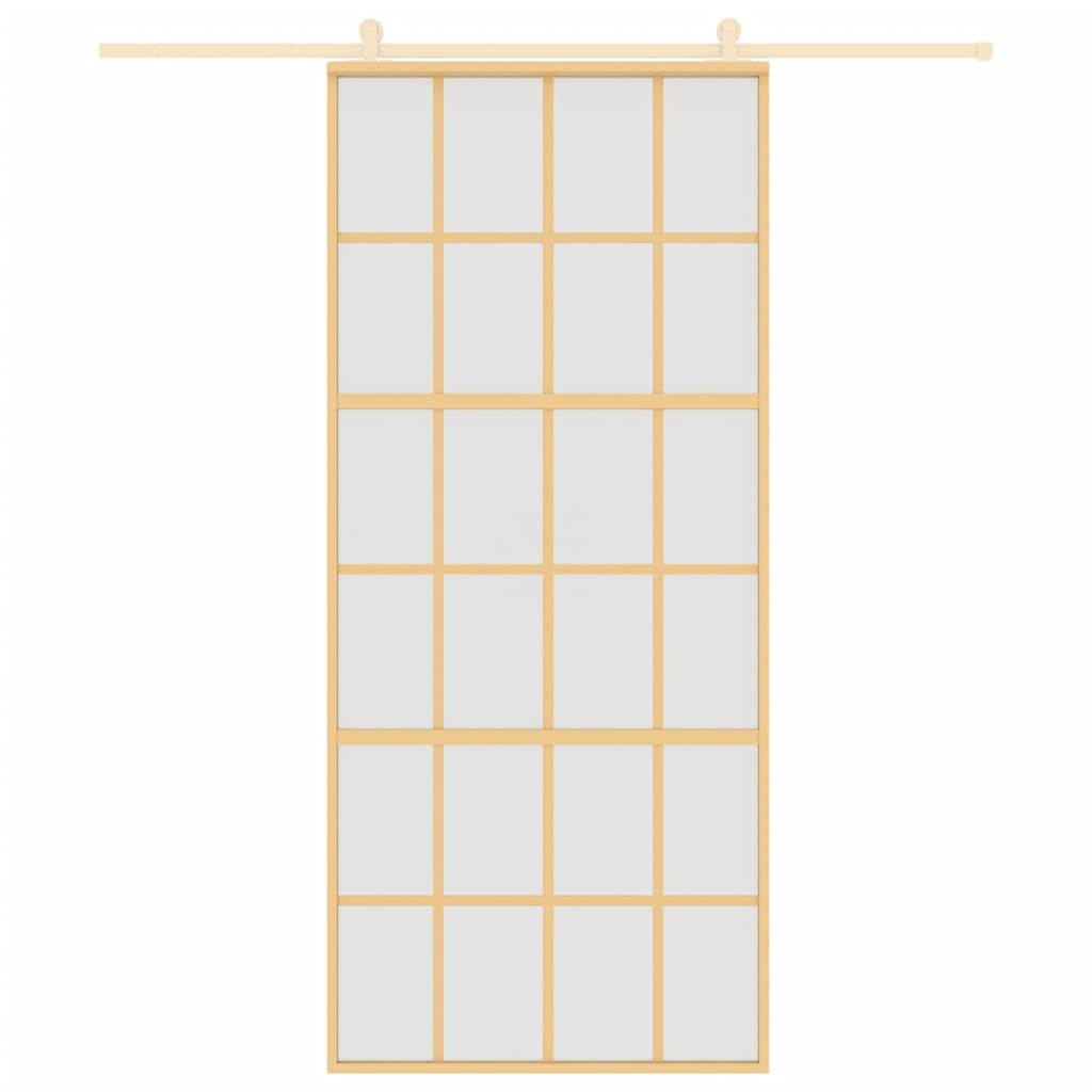 Porta Scorrevole Dorata 90x205 Vetro Smerigliato ESG Alluminio