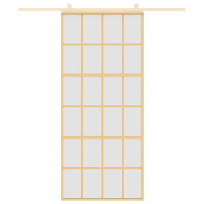 Porta Scorrevole Dorata 90x205 Vetro Smerigliato ESG Alluminio