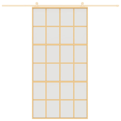Porta Scorrevole Oro 102,5x205 Vetro Smerigliato ESG Alluminio