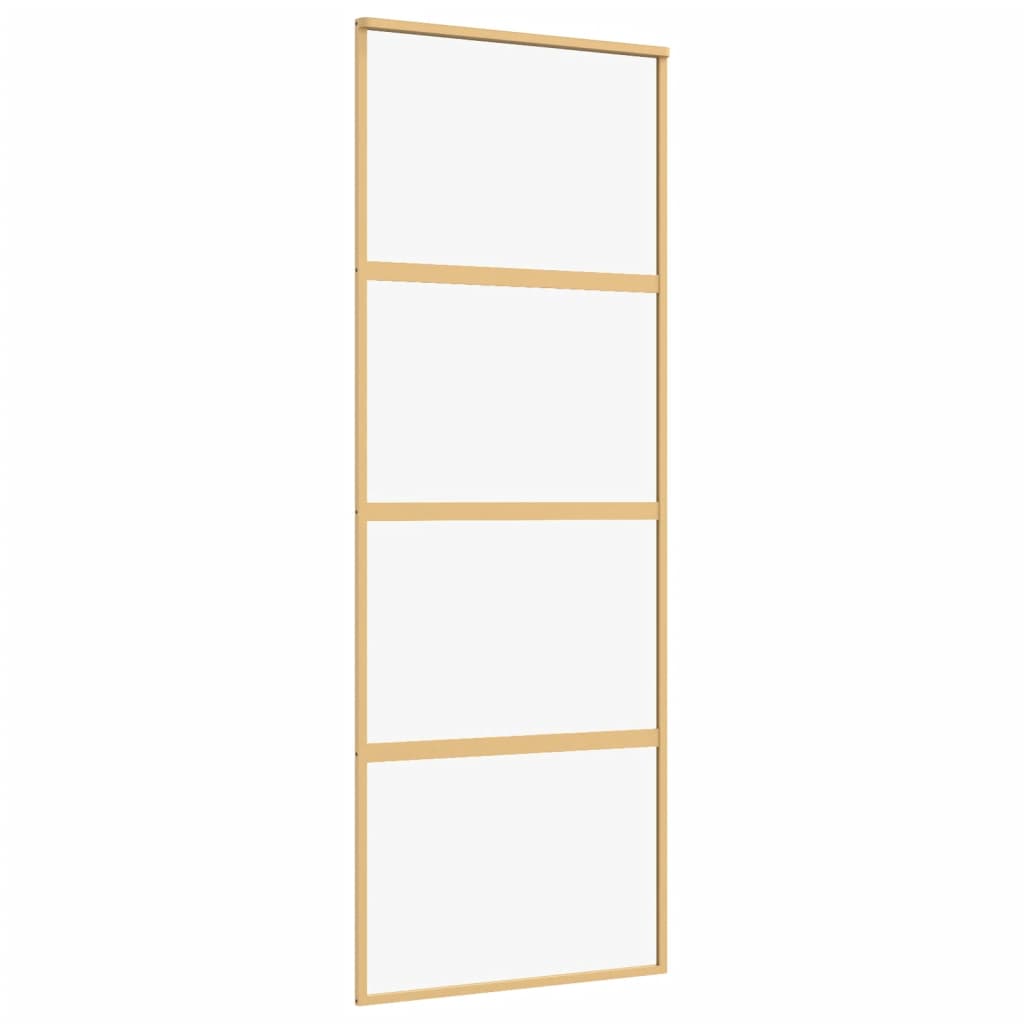 Porta Scorrevole Dorata 76x205 Vetro Trasparente ESG Alluminio