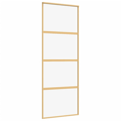 Porta Scorrevole Dorata 76x205 Vetro Trasparente ESG Alluminio