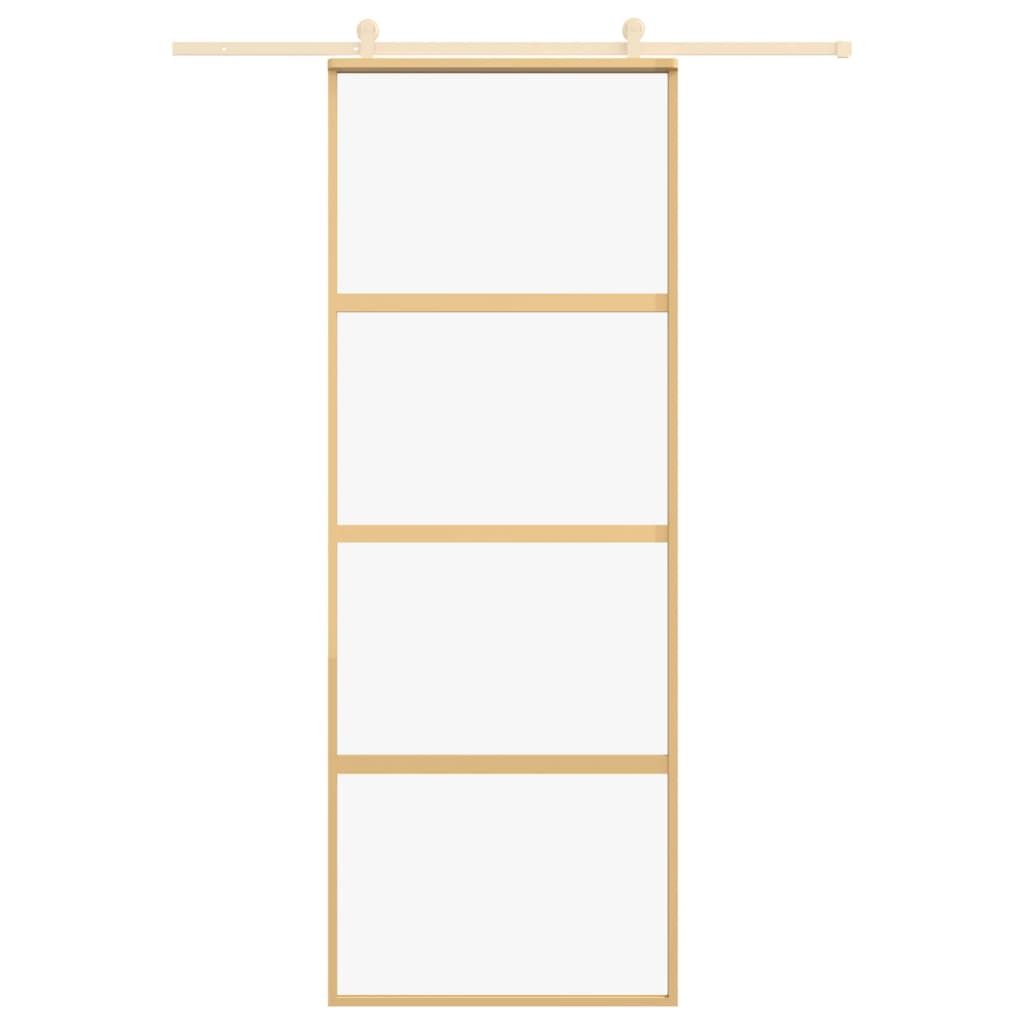 Porta Scorrevole Dorata 76x205 Vetro Trasparente ESG Alluminio