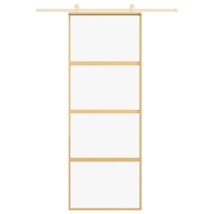 Porta Scorrevole Dorata 76x205 Vetro Trasparente ESG Alluminio