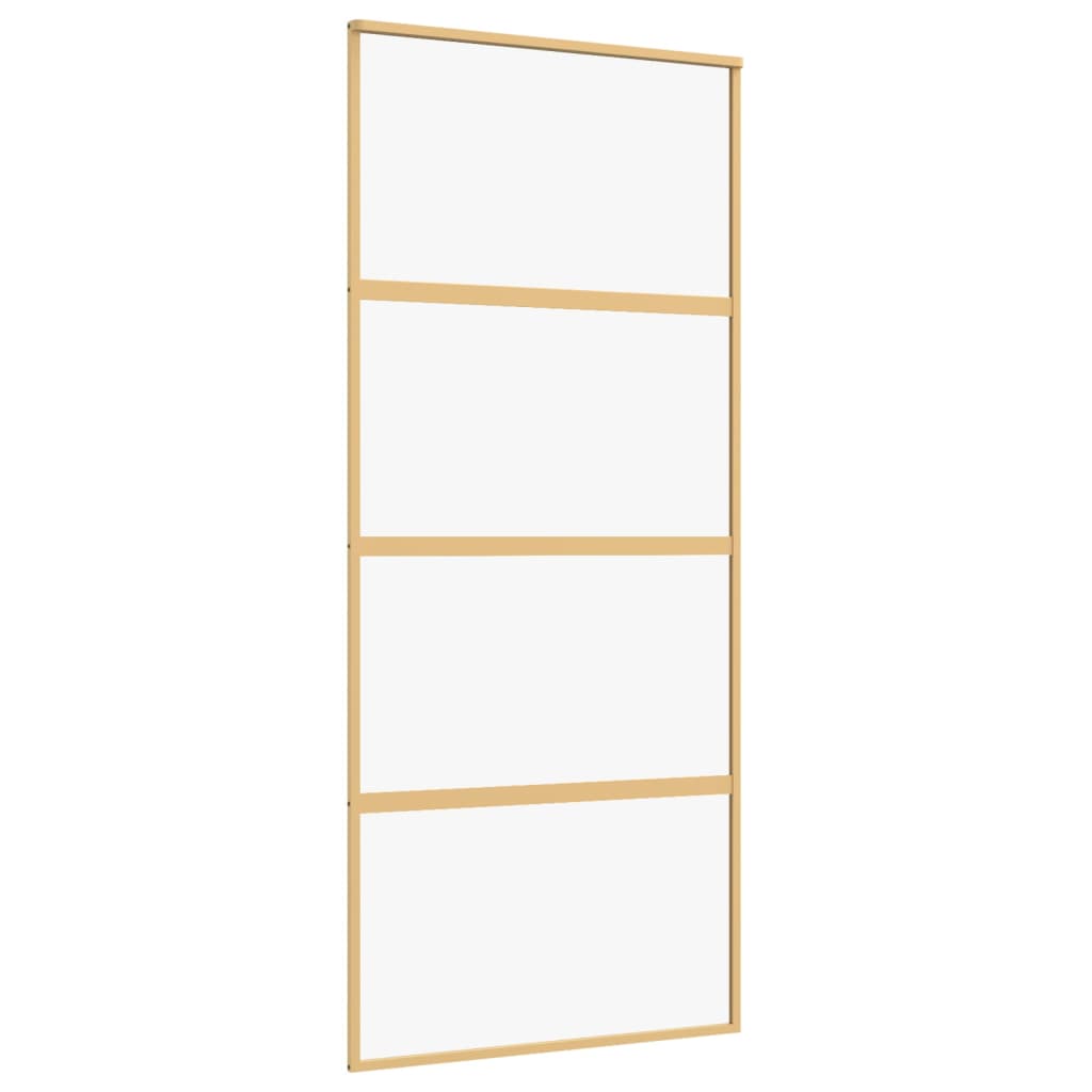 Porta Scorrevole Dorata 90x205 Vetro Trasparente ESG Alluminio