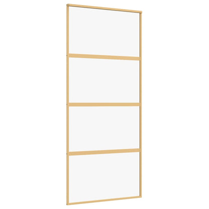 Porta Scorrevole Dorata 90x205 Vetro Trasparente ESG Alluminio