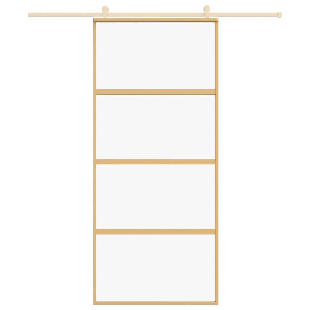 Porta Scorrevole Dorata 90x205 Vetro Trasparente ESG Alluminio