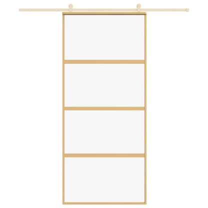 Porta Scorrevole Dorata 90x205 Vetro Trasparente ESG Alluminio