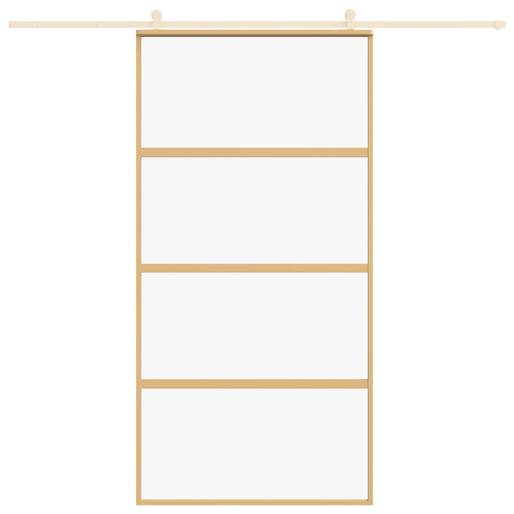 Porta Scorrevole Oro 102,5x205 Vetro Trasparente ESG Alluminio