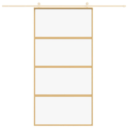 Porta Scorrevole Oro 102,5x205 Vetro Trasparente ESG Alluminio