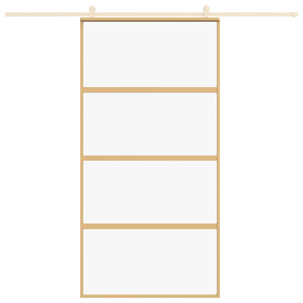 Porta Scorrevole Oro 102,5x205 Vetro Trasparente ESG Alluminio