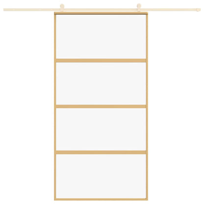 Porta Scorrevole Oro 102,5x205 Vetro Trasparente ESG Alluminio