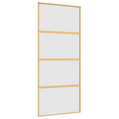 Porta Scorrevole Dorata 90x205 Vetro Smerigliato ESG Alluminio