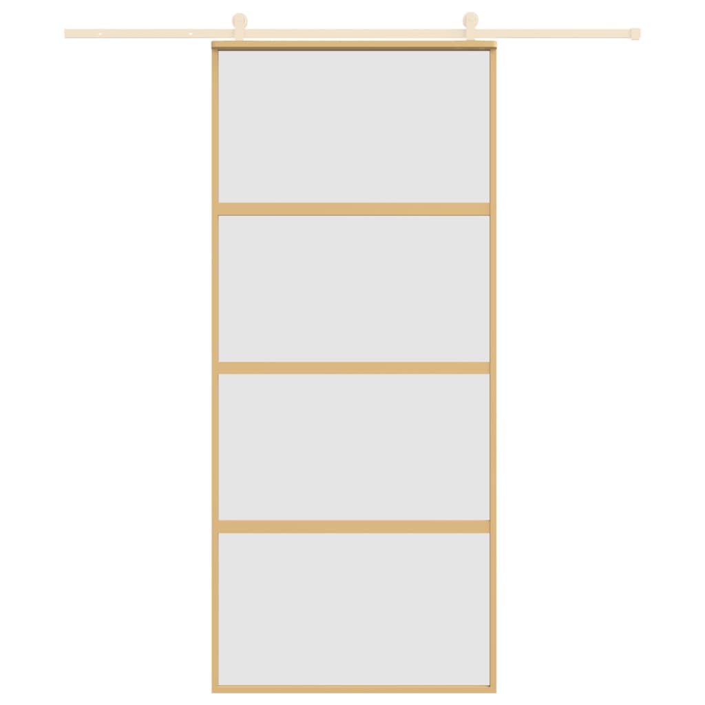 Porta Scorrevole Dorata 90x205 Vetro Smerigliato ESG Alluminio
