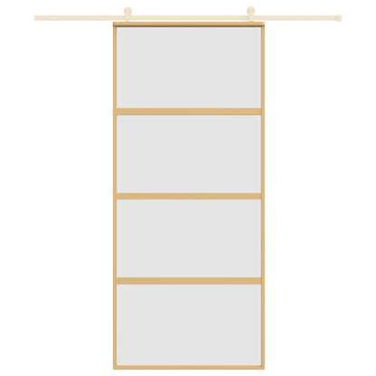 Porta Scorrevole Dorata 90x205 Vetro Smerigliato ESG Alluminio
