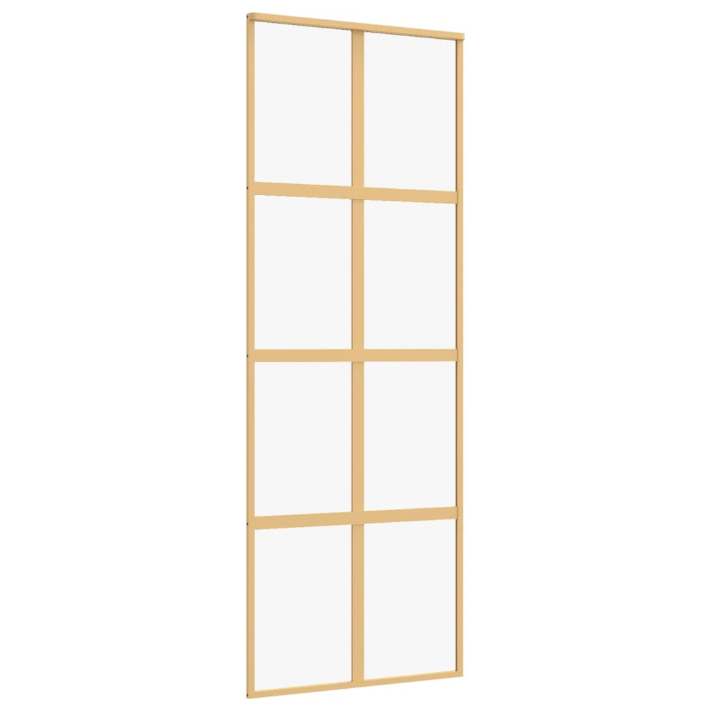 Porta Scorrevole Dorata 76x205 Vetro Trasparente ESG Alluminio