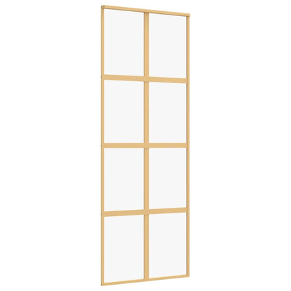 Porta Scorrevole Dorata 76x205 Vetro Trasparente ESG Alluminio