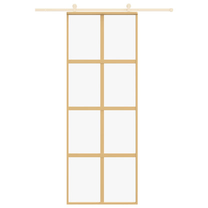 Porta Scorrevole Dorata 76x205 Vetro Trasparente ESG Alluminio