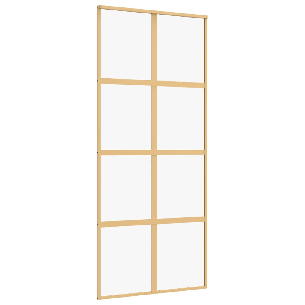 Porta Scorrevole Dorata 90x205 Vetro Trasparente ESG Alluminio