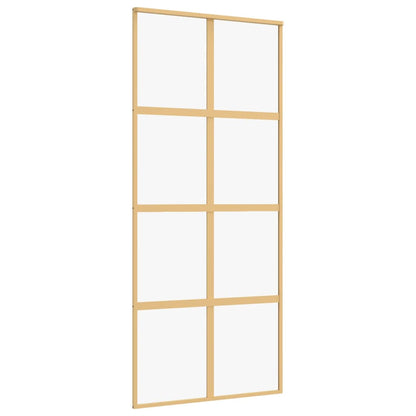 Porta Scorrevole Dorata 90x205 Vetro Trasparente ESG Alluminio