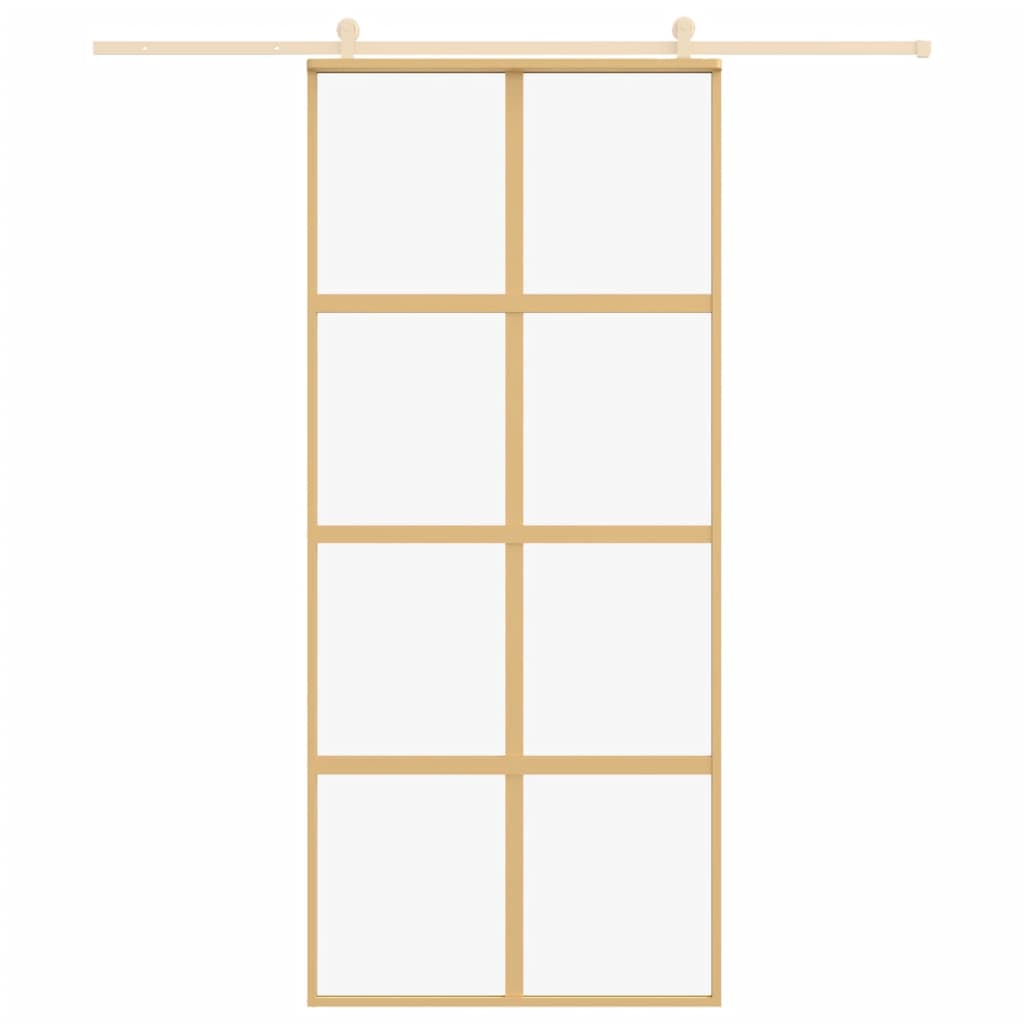 Porta Scorrevole Dorata 90x205 Vetro Trasparente ESG Alluminio