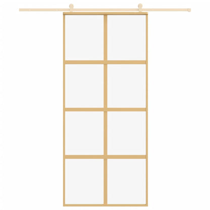 Porta Scorrevole Dorata 90x205 Vetro Trasparente ESG Alluminio