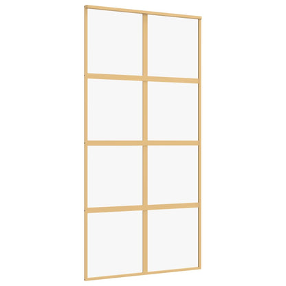 Porta Scorrevole Oro 102,5x205 Vetro Trasparente ESG Alluminio