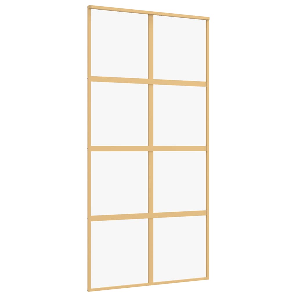 Porta Scorrevole Oro 102,5x205 Vetro Trasparente ESG Alluminio
