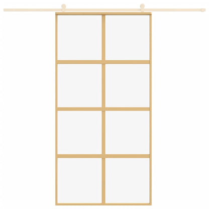 Porta Scorrevole Oro 102,5x205 Vetro Trasparente ESG Alluminio