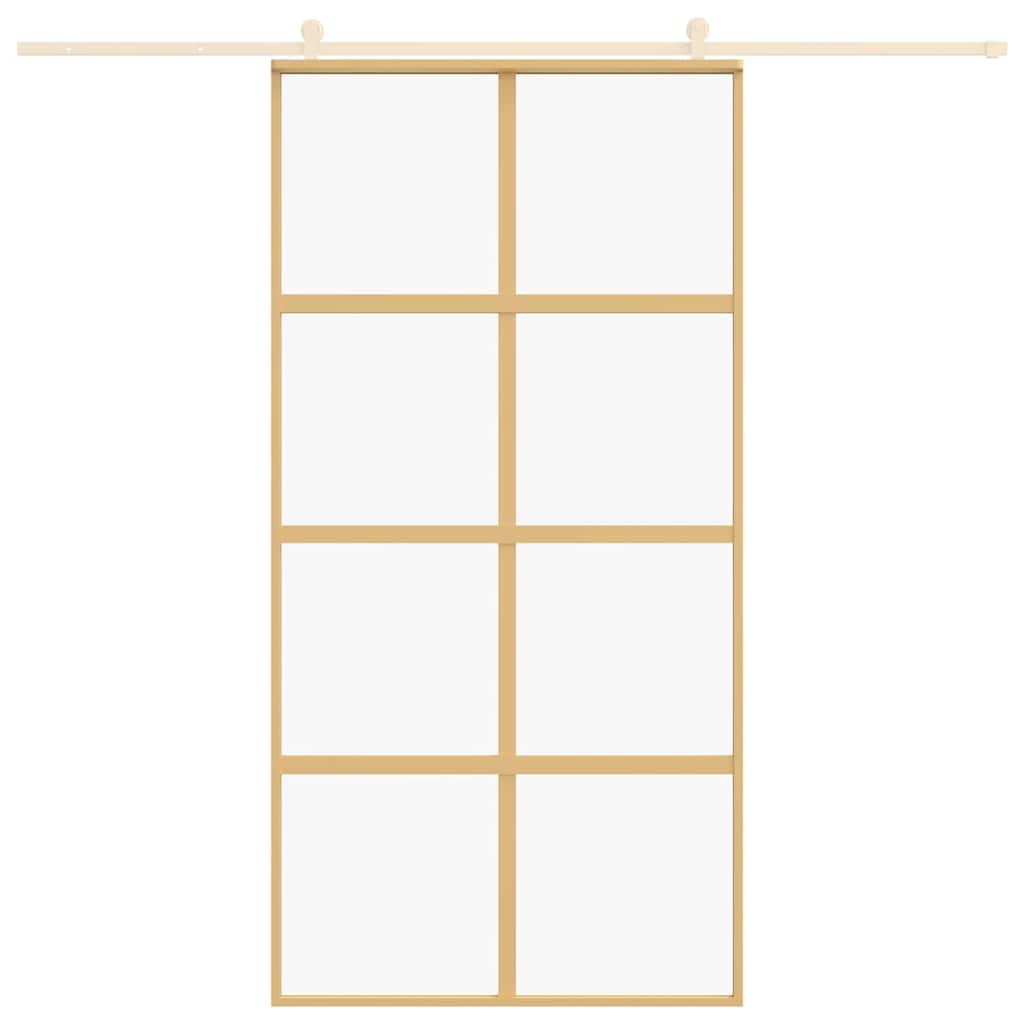 Porta Scorrevole Oro 102,5x205 Vetro Trasparente ESG Alluminio