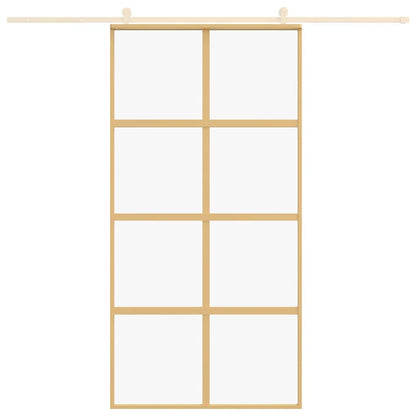 Porta Scorrevole Oro 102,5x205 Vetro Trasparente ESG Alluminio