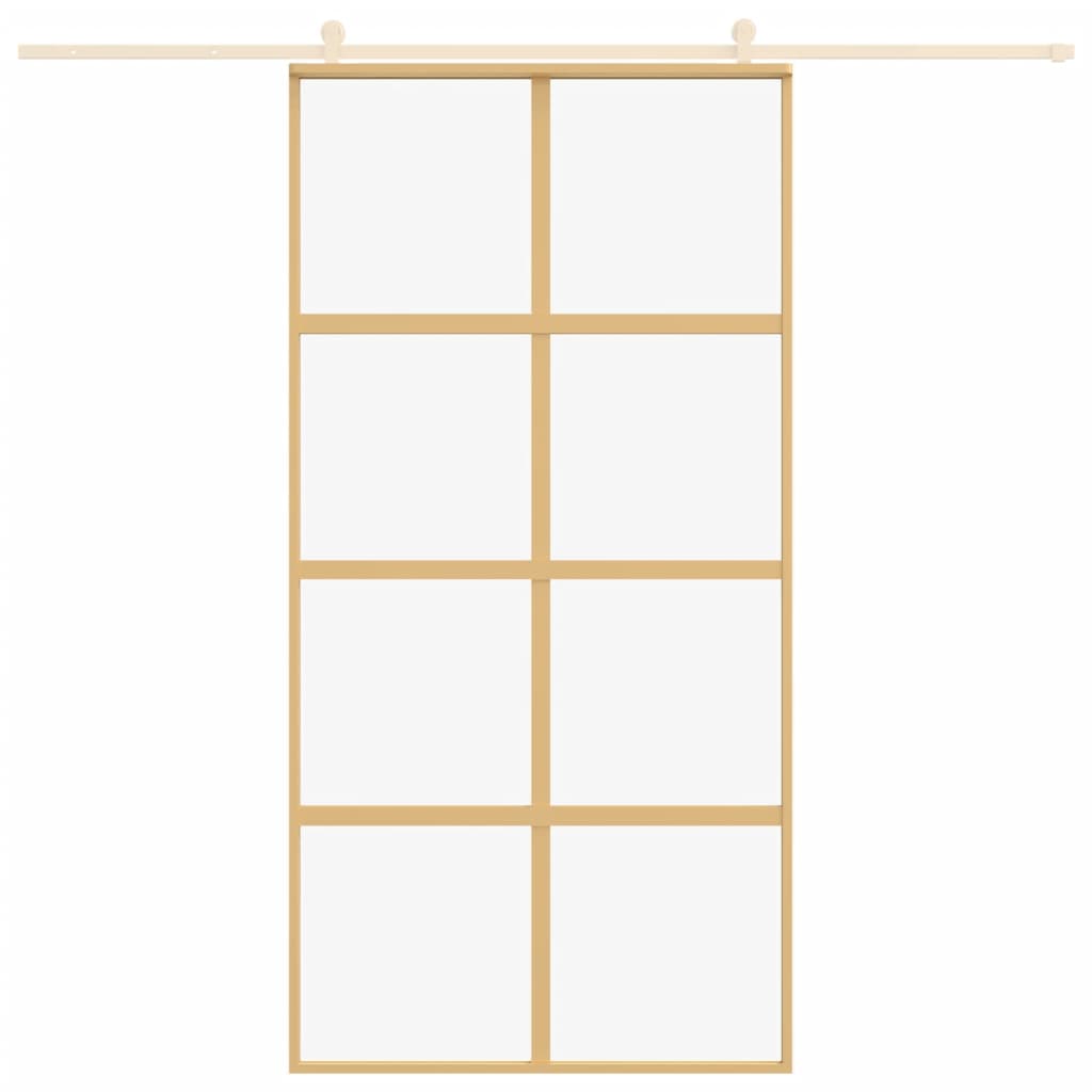 Porta Scorrevole Oro 102,5x205 Vetro Trasparente ESG Alluminio