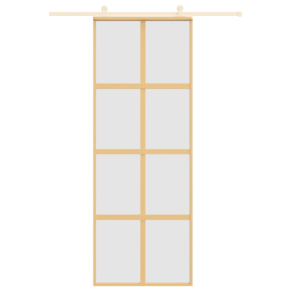 Porta Scorrevole Dorata 76x205 Vetro Smerigliato ESG Alluminio